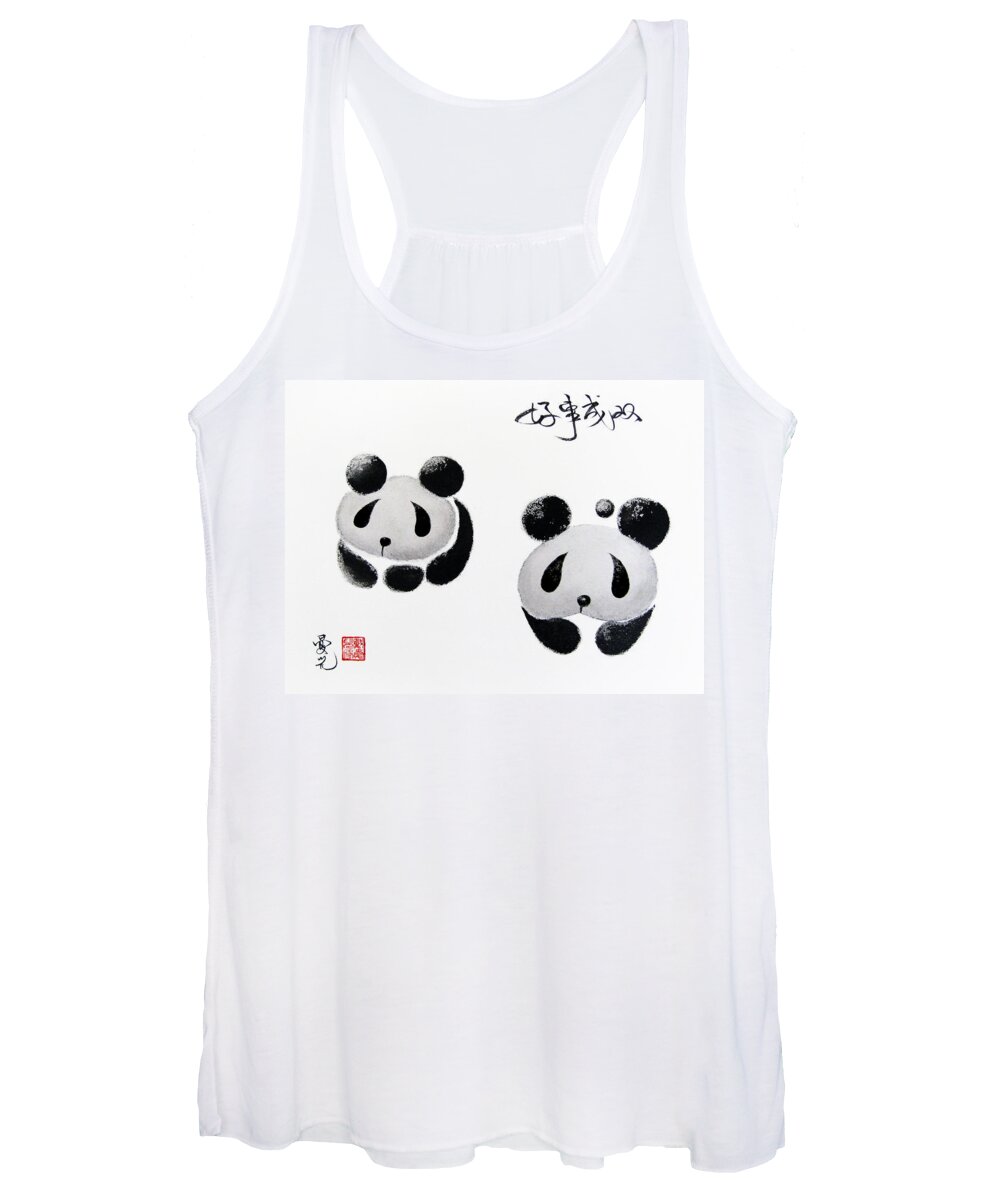 Panda Women's Tank Top featuring the painting Good Things Come In Pairs #1 by Oiyee At Oystudio