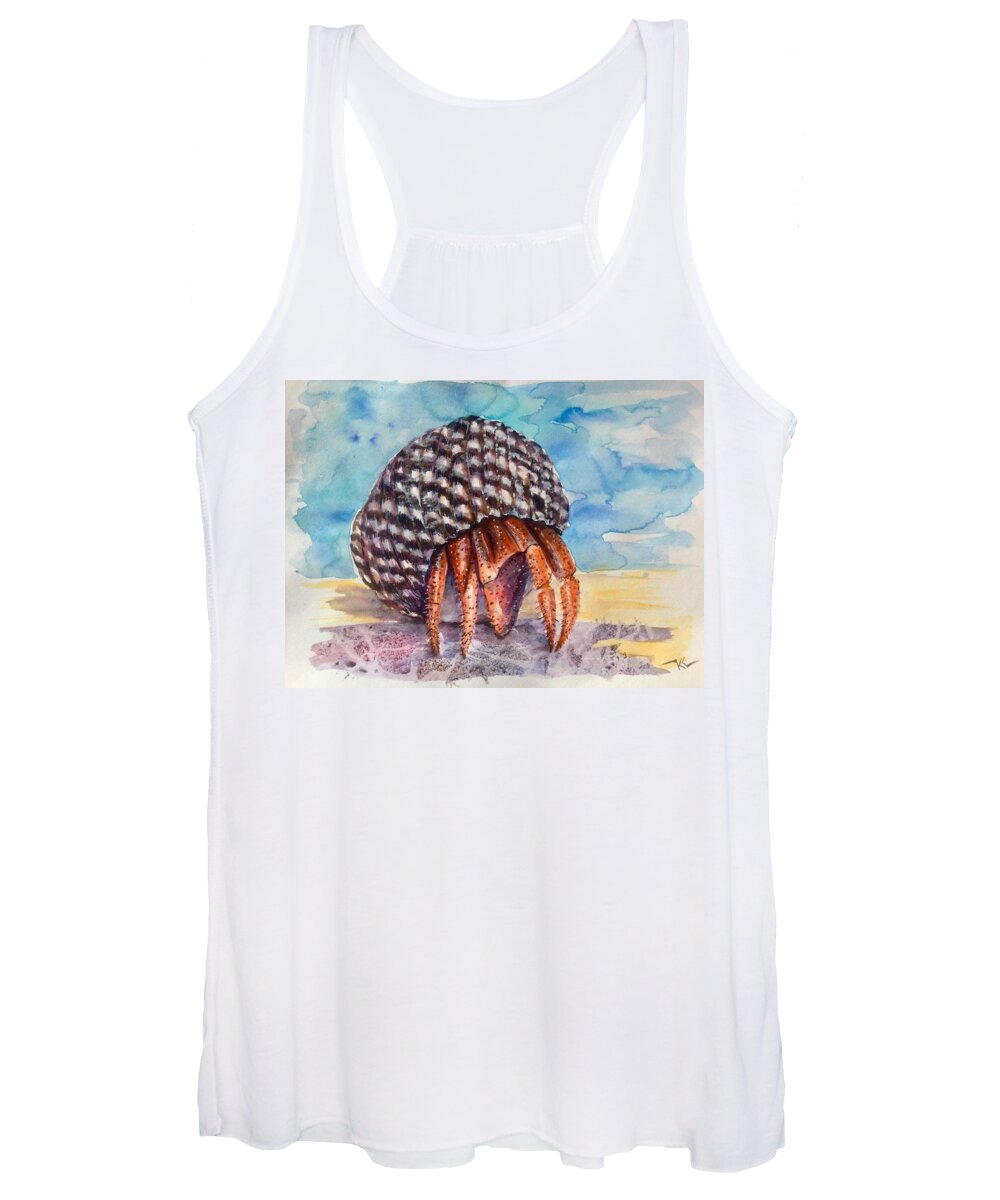 Hermit Crab Women's Tank Top featuring the painting Hermit crab 4 #1 by Katerina Kovatcheva