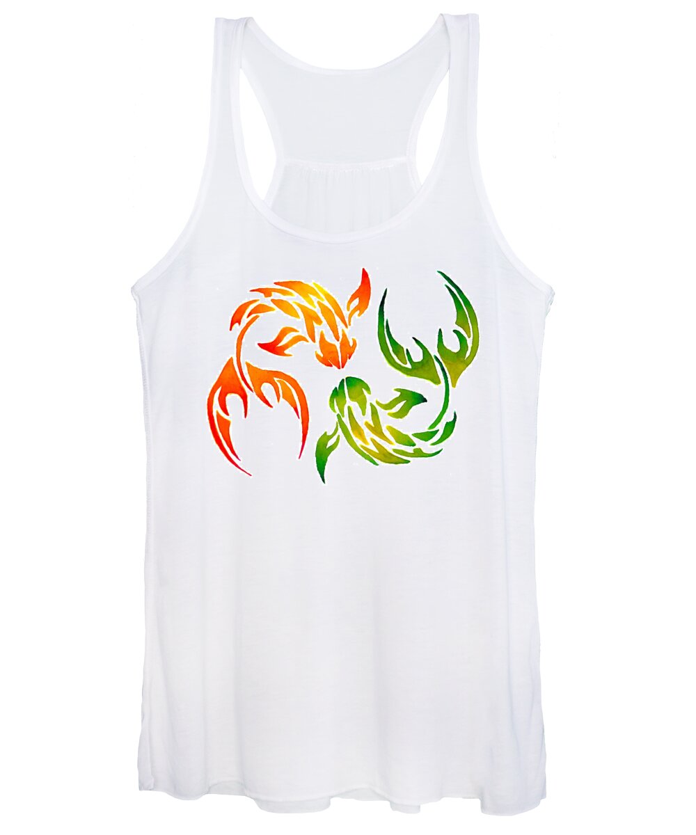 Tribal Women's Tank Top featuring the painting Koi #1 by Sarah Krafft
