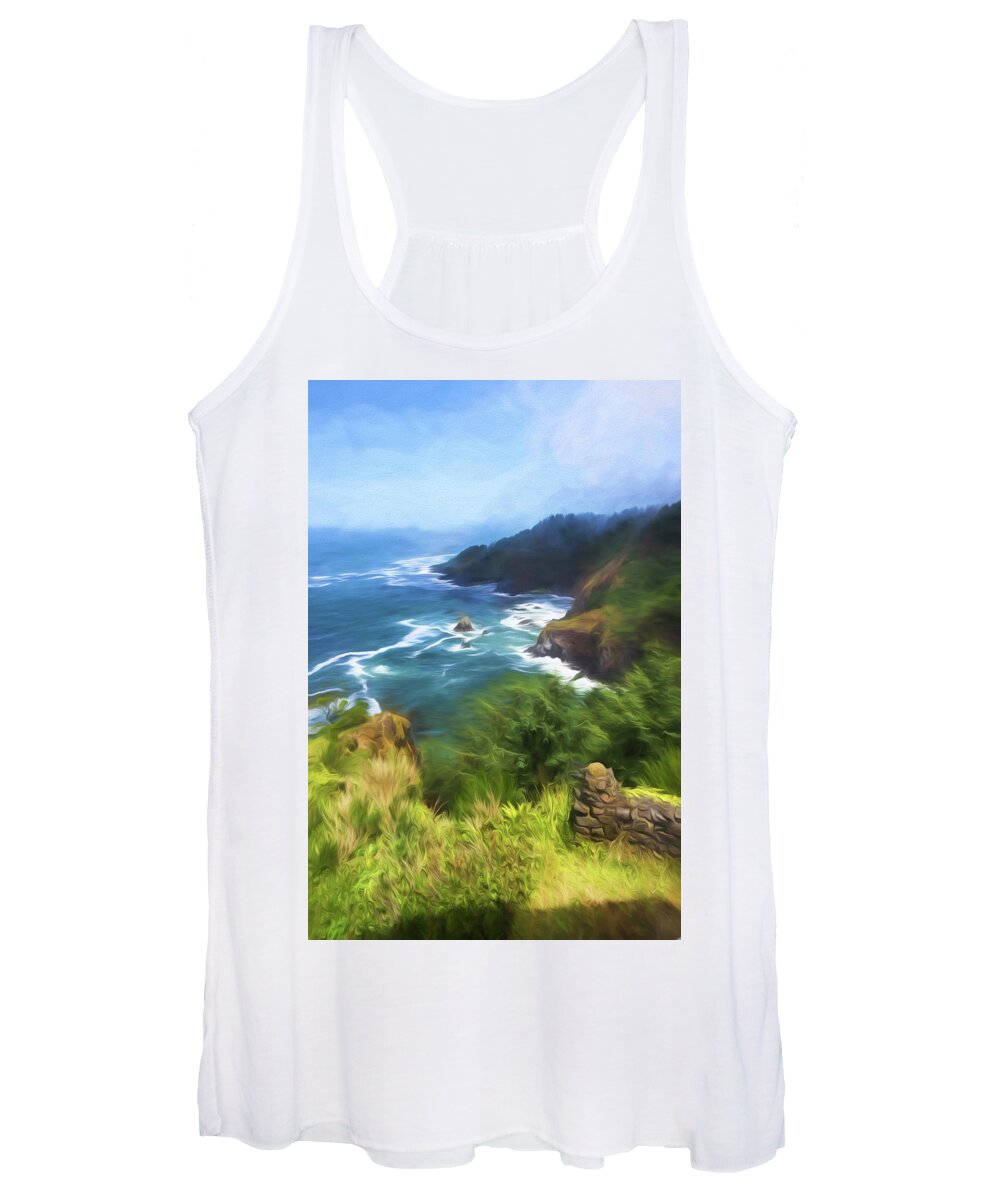 Painterly Women's Tank Top featuring the painting Oregon Coast #1 by Bonnie Bruno