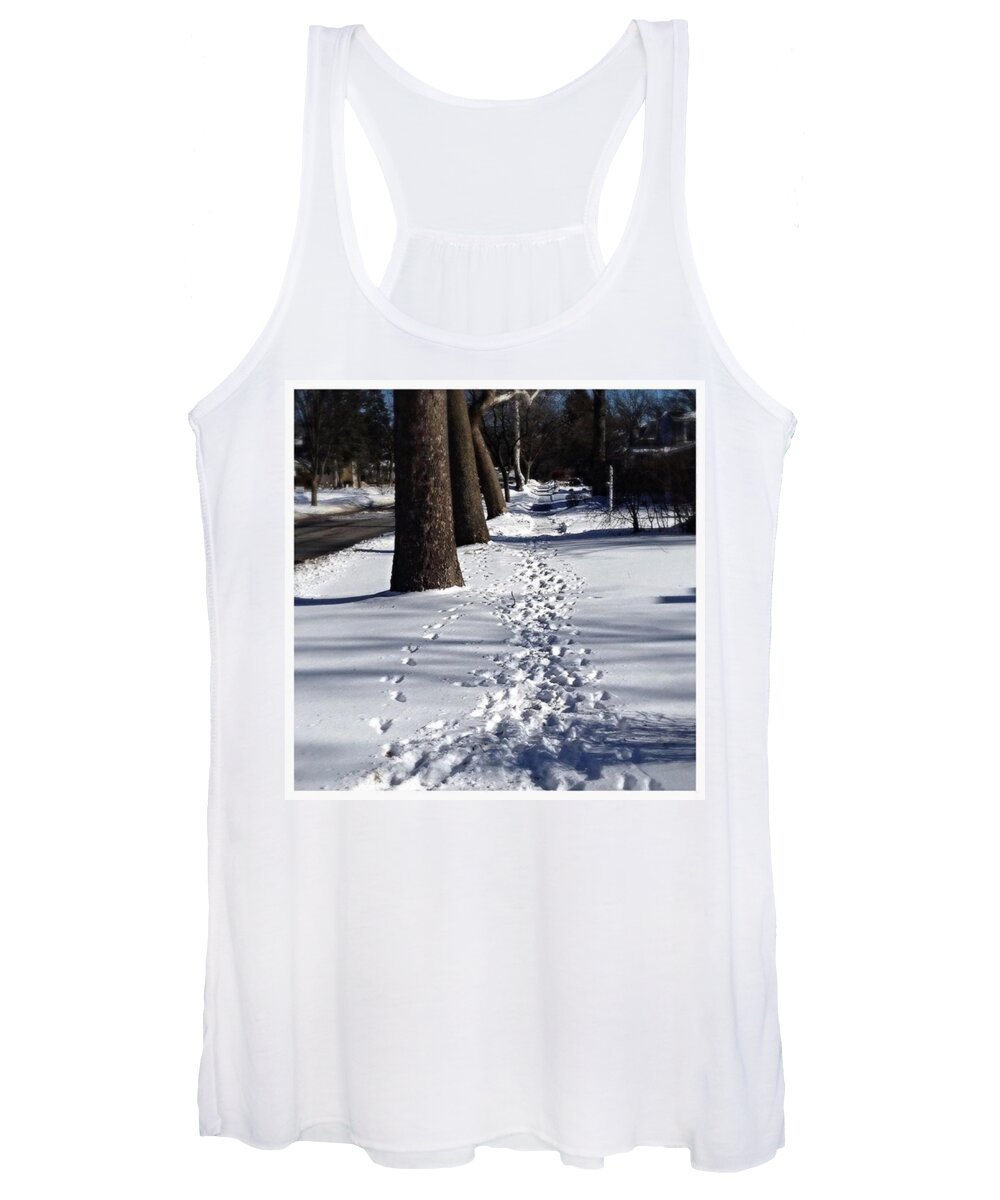 Mobileprints Women's Tank Top featuring the photograph Pet Prints In The Snow - Color by Frank J Casella