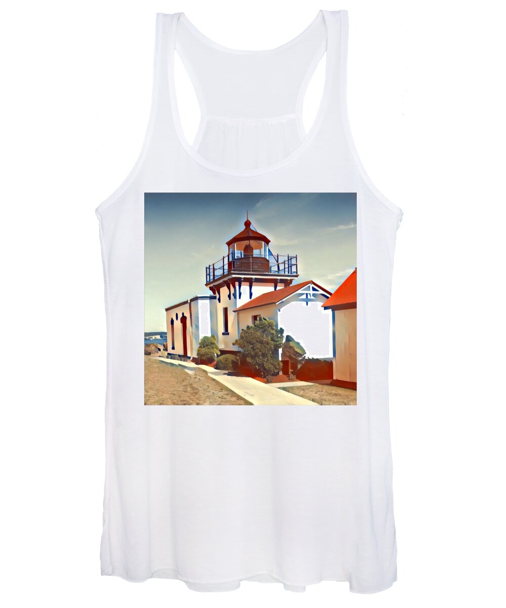 Abstract Women's Tank Top featuring the photograph Point-No-Point Lighthouse #5 by Jerry Abbott