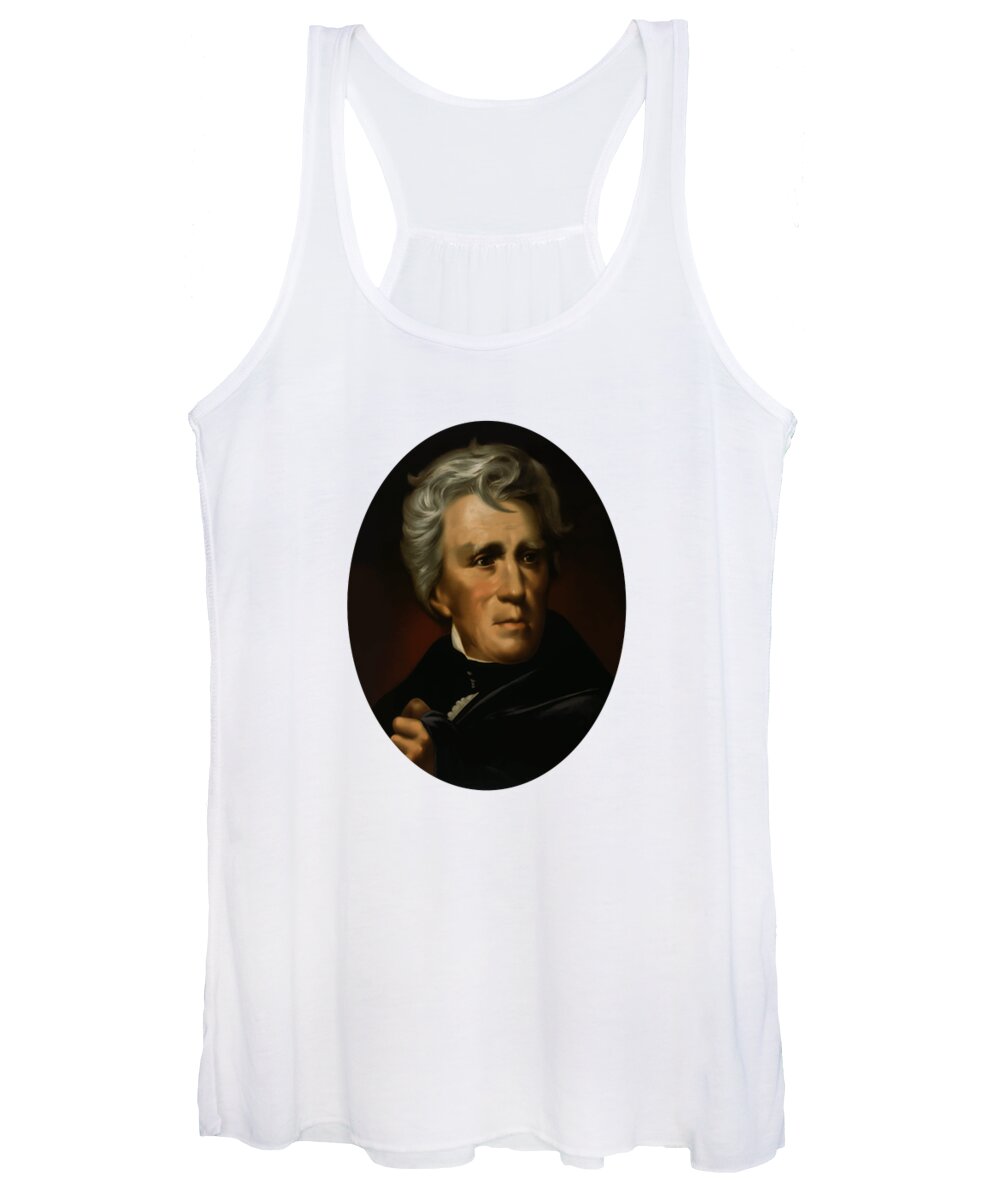 Andrew Jackson Women's Tank Top featuring the painting President Andrew Jackson - Four by War Is Hell Store