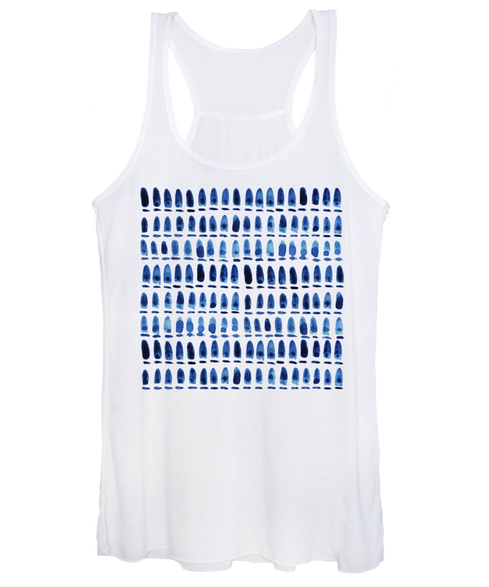 Shibori Women's Tank Top featuring the painting Shibori Blue 1 - Patterned Sea Turtle over Indigo Ombre Wash #1 by Audrey Jeanne Roberts