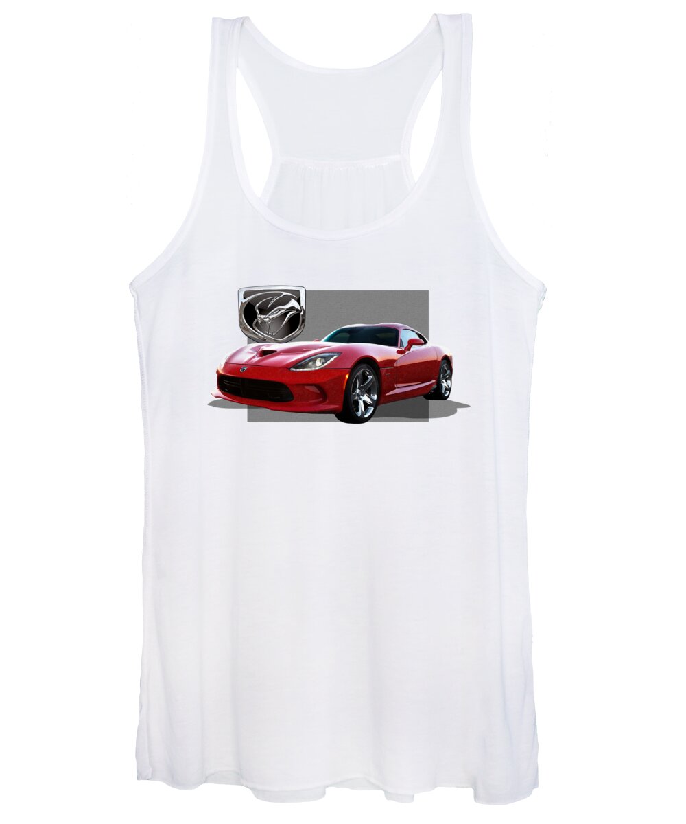 'dodge Viper' By Serge Averbukh Women's Tank Top featuring the photograph S R T Viper with 3 D Badge by Serge Averbukh