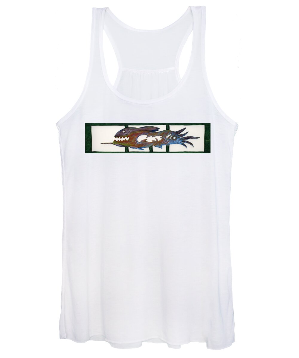 Extinct Fish Women's Tank Top featuring the mixed media The Prozak Fish #1 by Robert Margetts