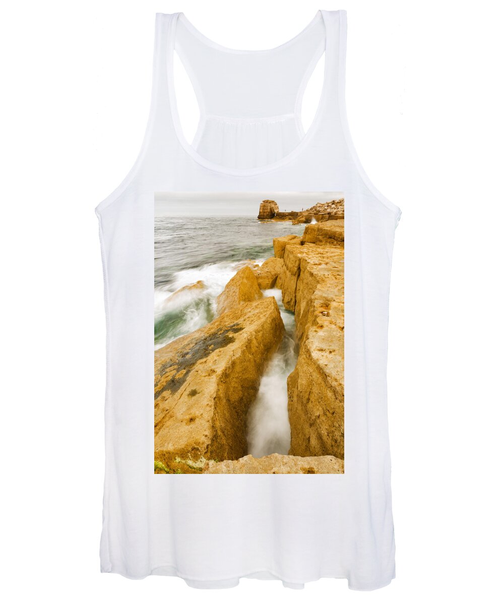 Pulpit Women's Tank Top featuring the photograph Waves crashing over Portland Bill #1 by Ian Middleton