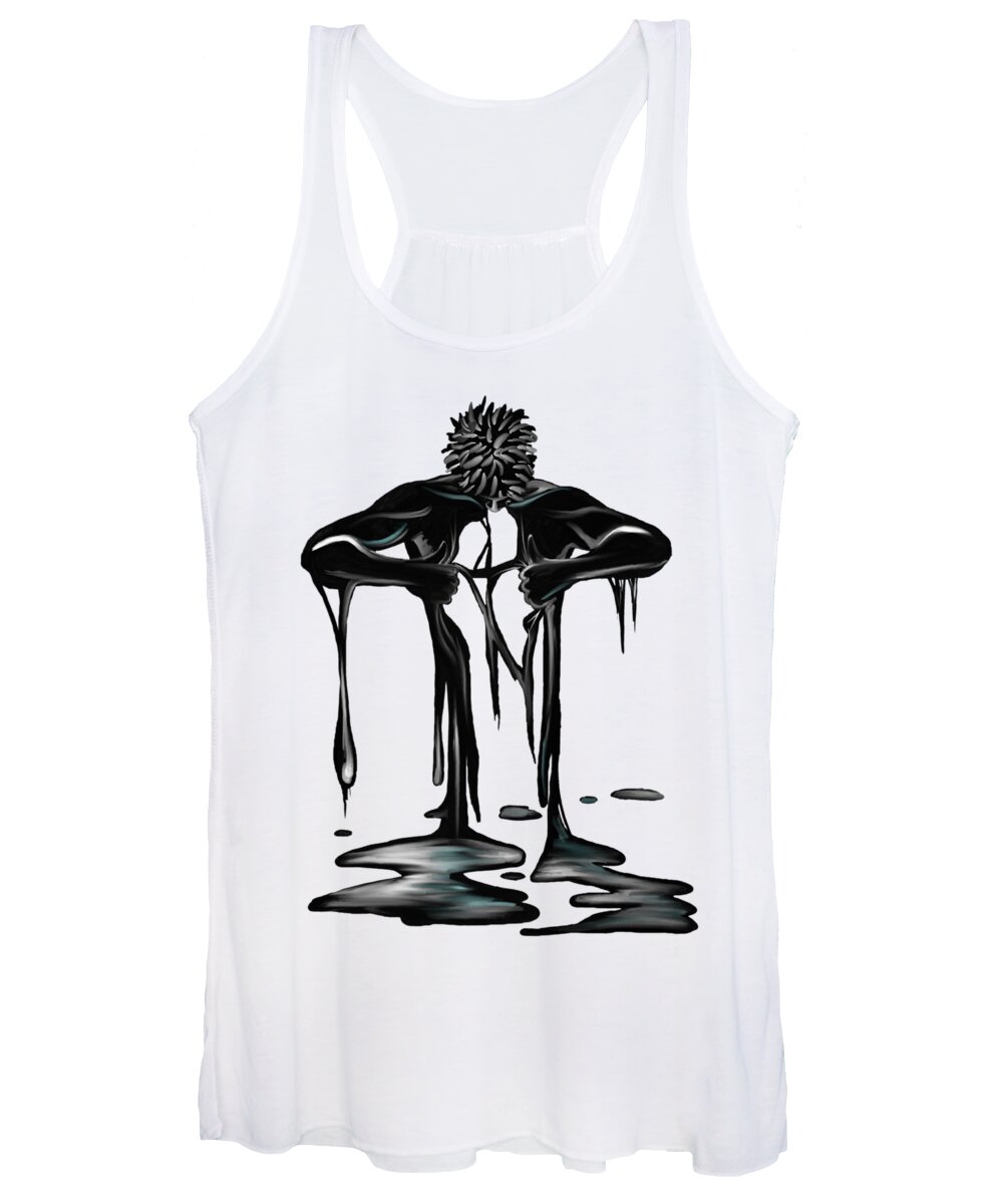 Black Women's Tank Top featuring the drawing Black. #13 by Terri Meredith