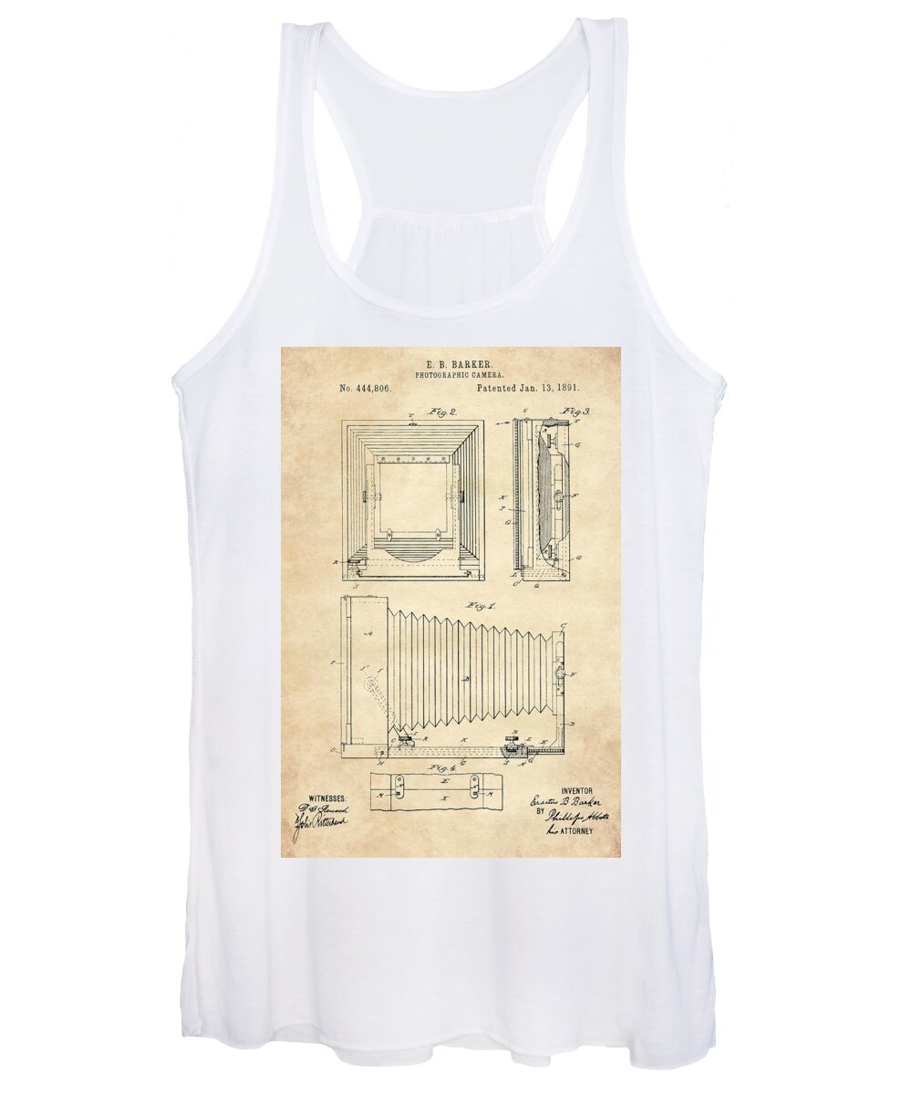 Patent Women's Tank Top featuring the digital art 1891 Camera US Patent Invention Drawing - Vintage Tan by Todd Aaron
