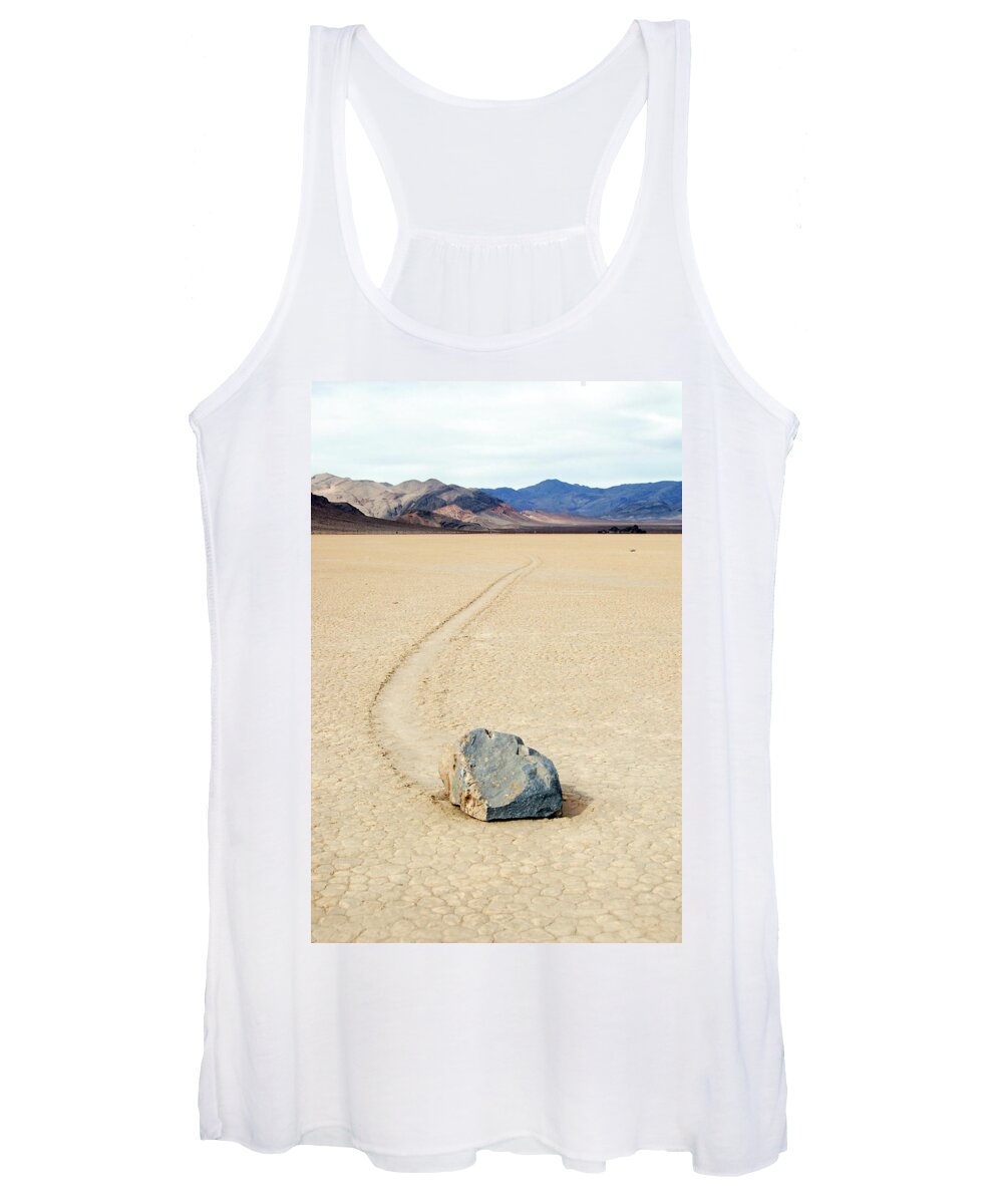 Moving Rock Women's Tank Top featuring the photograph Death Valley Racetrack #2 by Breck Bartholomew