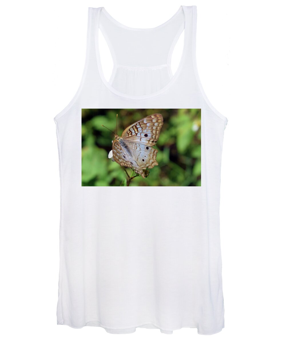 Photograph Women's Tank Top featuring the photograph White Peacock Butterfly #2 by Larah McElroy