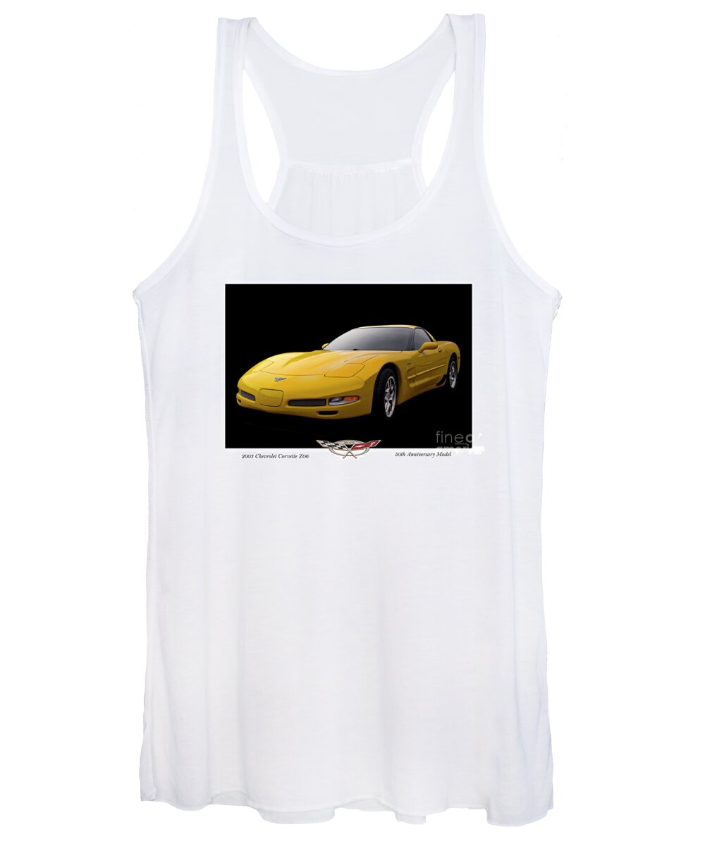 Auto Women's Tank Top featuring the photograph 2003 Corvette Z06 50th Anniversary Model by Dave Koontz