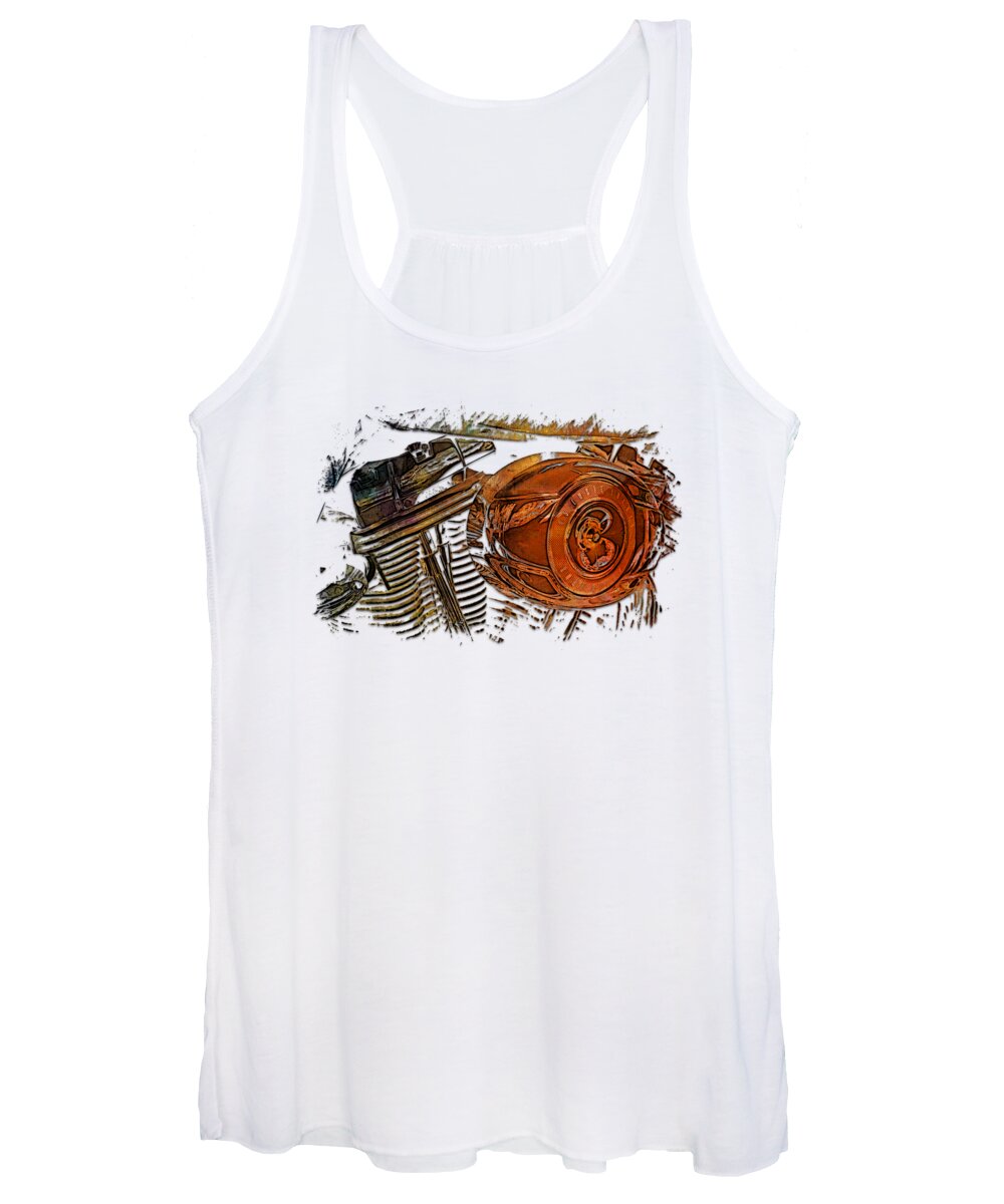 3d Women's Tank Top featuring the photograph 2007 Harley C 01 Earthy Rainbow 3 Dimensional by DiDesigns Graphics
