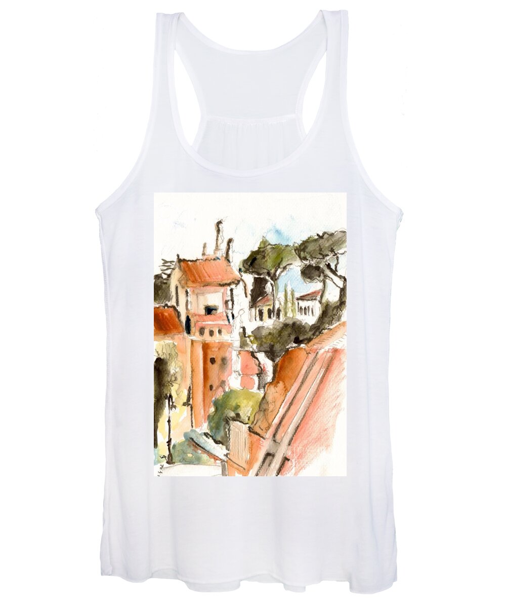 Landscape Women's Tank Top featuring the painting Rom Italy #4 by Karina Plachetka