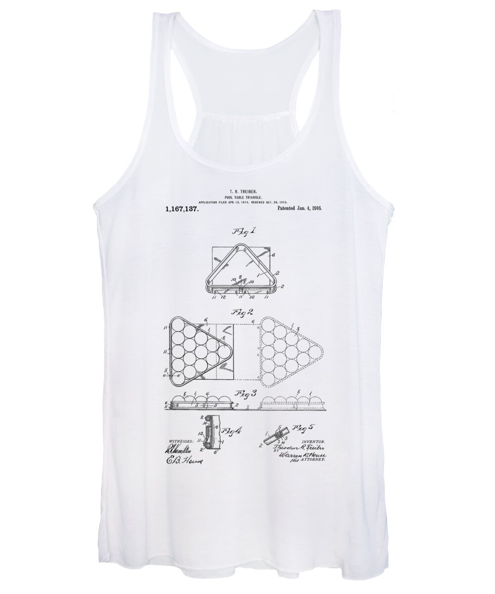Pool Table Women's Tank Top featuring the photograph Pool table triangle patent from 1915 #6 by Chris Smith