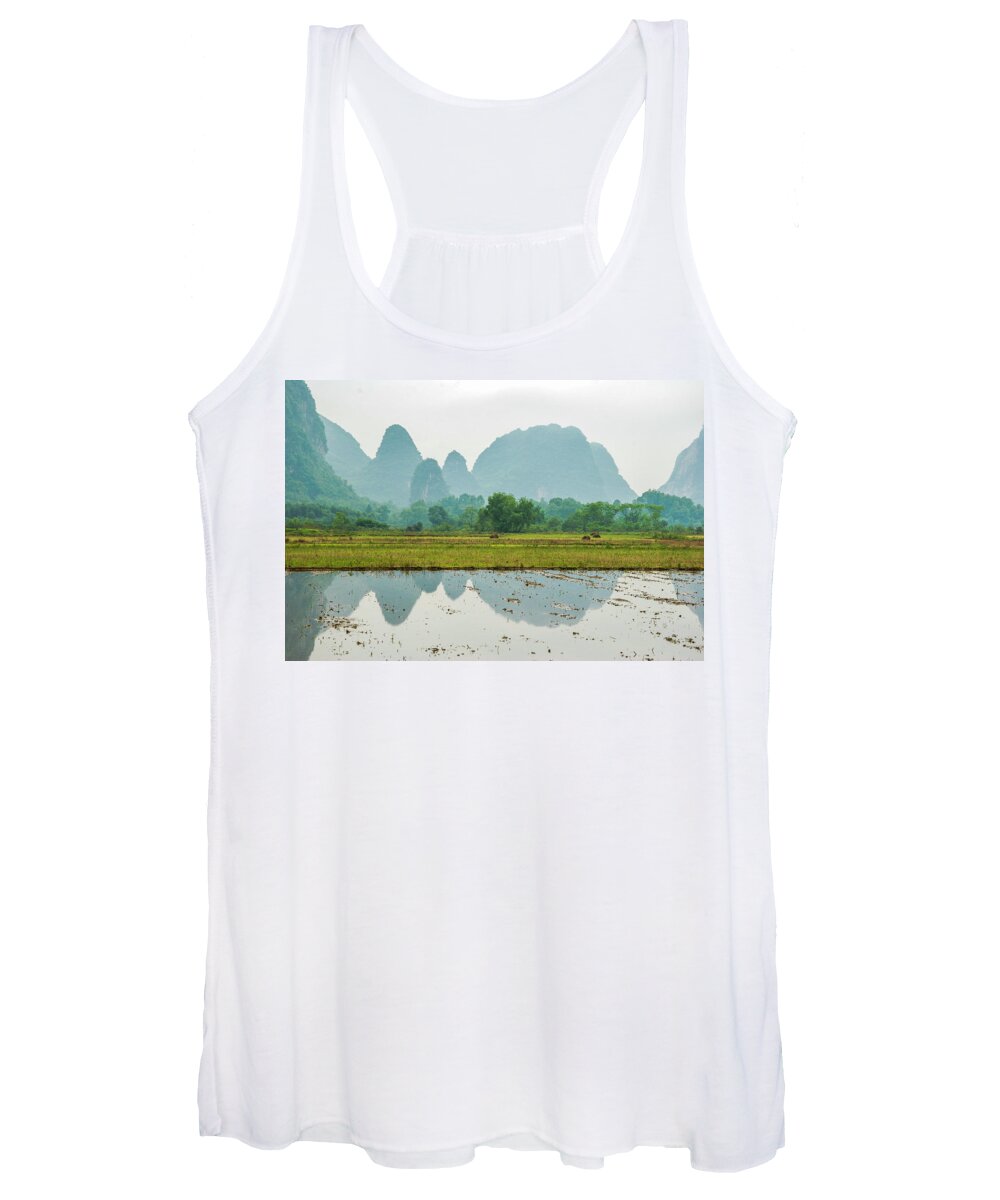 The Beautiful Karst Rural Scenery In Spring Women's Tank Top featuring the photograph Karst rural scenery in spring #51 by Carl Ning
