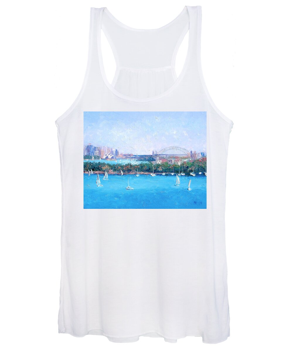 Sydney Harbour Women's Tank Top featuring the painting Sydney Harbour and the Opera House by Jan Matson #3 by Jan Matson