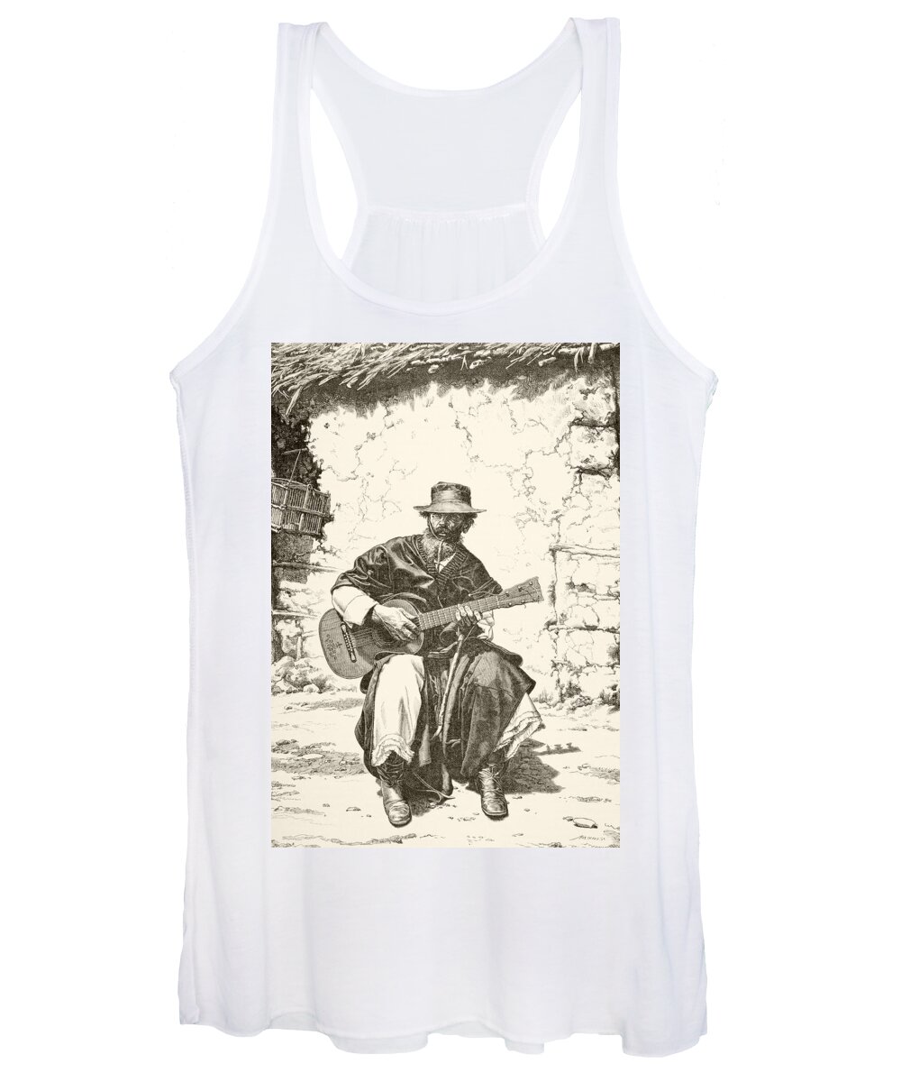 19th Women's Tank Top featuring the drawing A 19th Century Argentinian Gaucho, Or by Vintage Design Pics