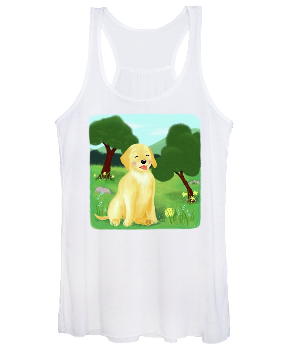 Golden Women's Tank Top featuring the pastel A Golden Day by Little Bunny Sunshine