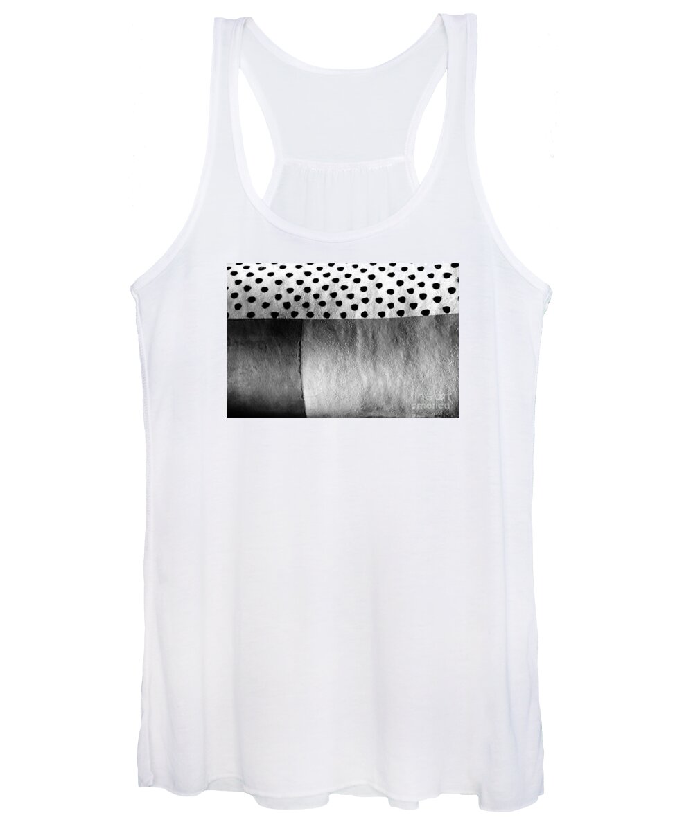 Black White Monochrome Texture Paint Painted Abstract Pattern Dots Women's Tank Top featuring the photograph A Tale of Three Textures by Ken DePue