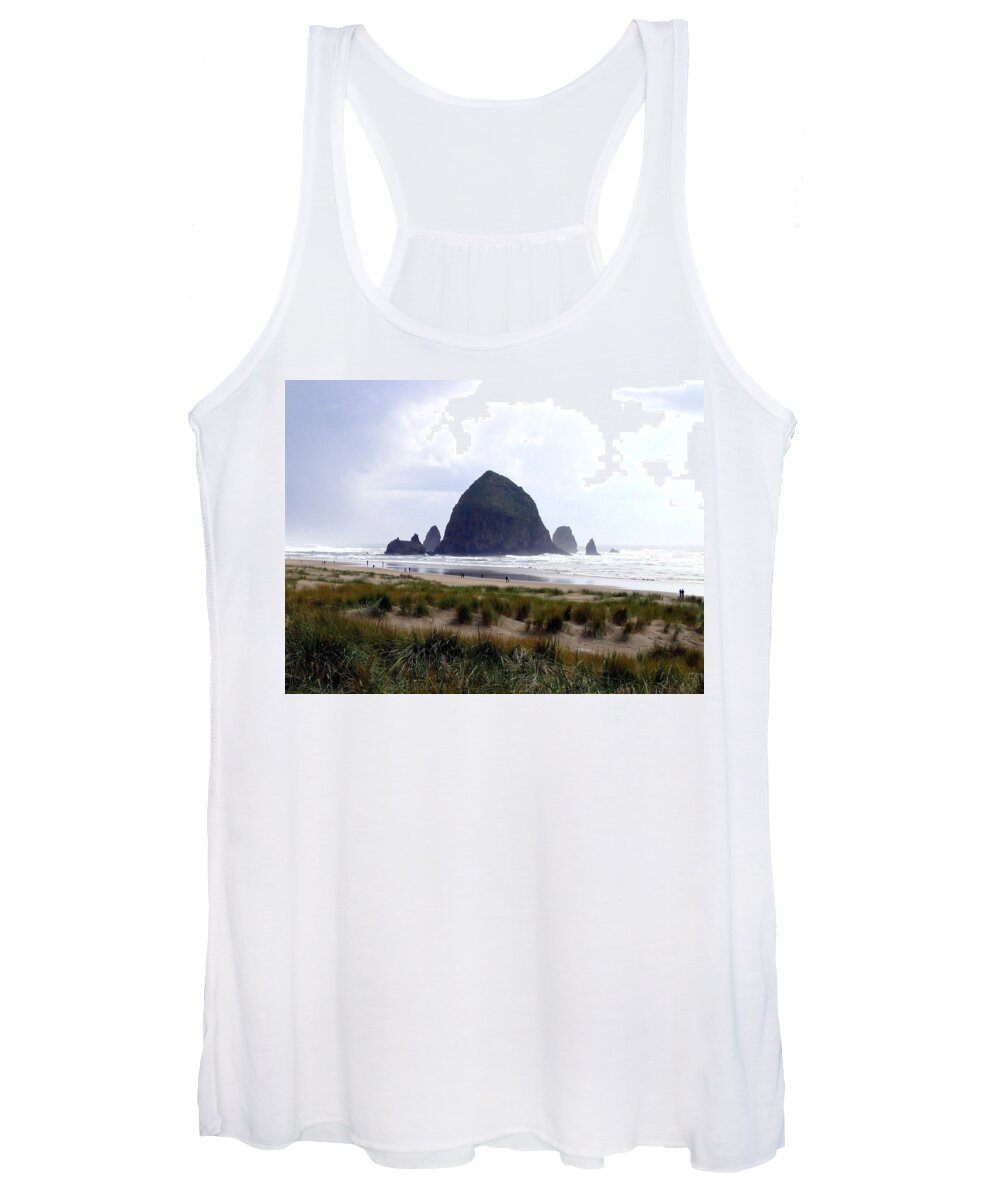 Cannon Beach Women's Tank Top featuring the photograph A Walk In The Mist by Will Borden