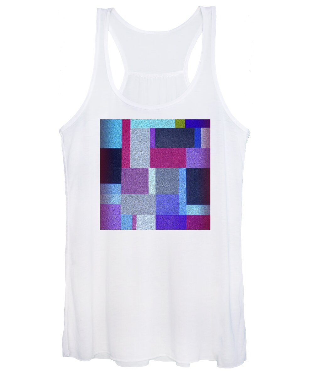 Painting Women's Tank Top featuring the painting Abstract Composition Evening by Johanna Hurmerinta