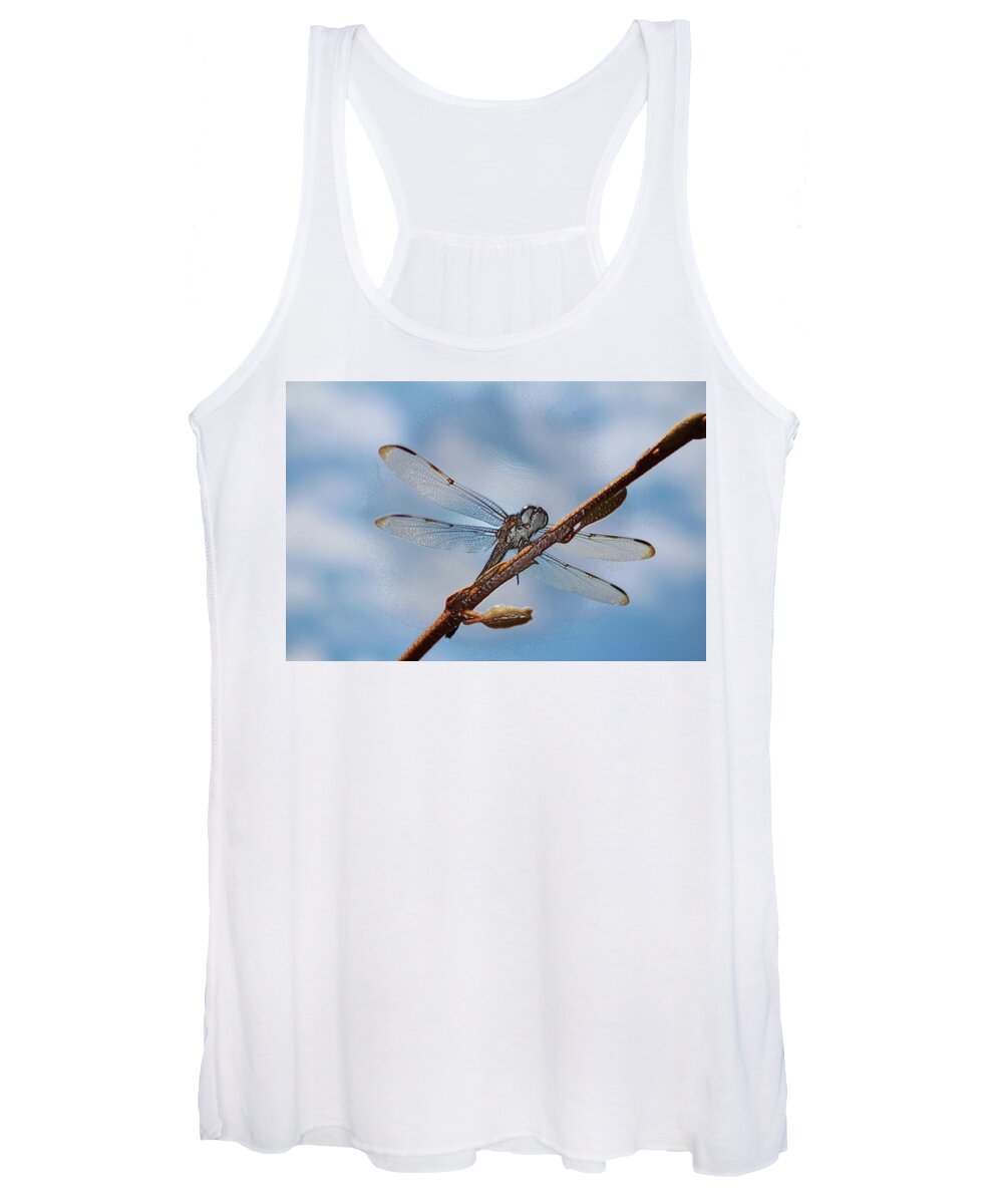 Dragonfly Women's Tank Top featuring the photograph Abstract Dragonfly by Cynthia Guinn