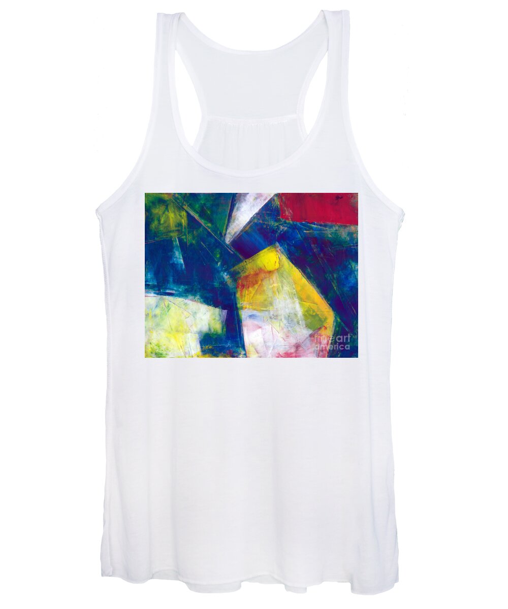 Oil Women's Tank Top featuring the painting Abstract Primaries by Christine Chin-Fook