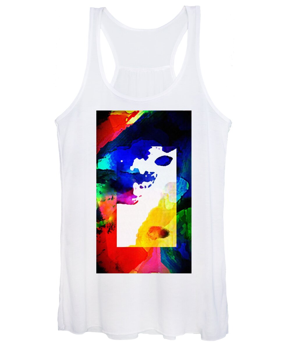 Paintings Women's Tank Top featuring the painting Rectangle Merge Abstract by Delynn  by Delynn Addams