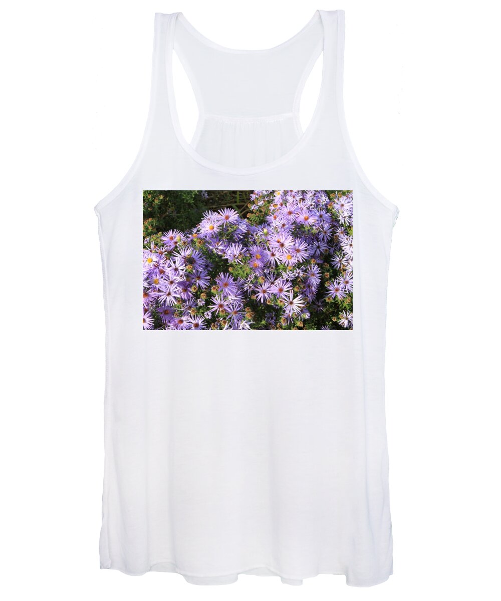 Lavender Strawflowers Women's Tank Top featuring the photograph Admiring the sun by Karen Ruhl