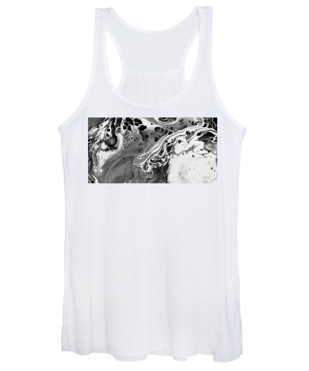Black And White Art Painting Women's Tank Top featuring the painting After The Storm - Black And White Art Painting by Modern Abstract