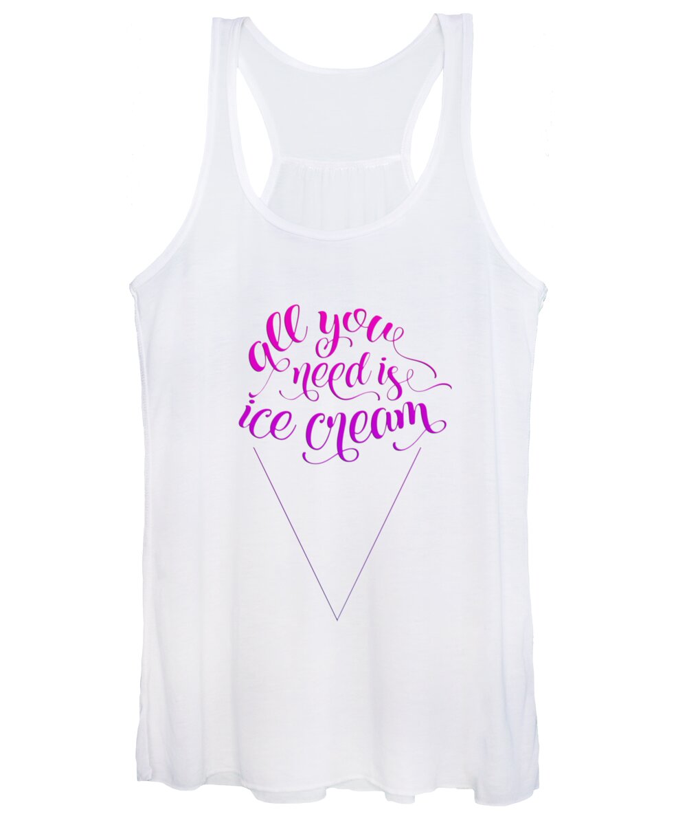 Pink And Purple Women's Tank Top featuring the digital art All You Need Is Ice Cream by Leah McPhail