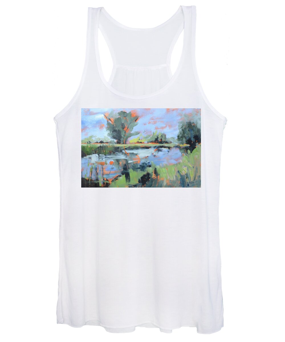 Abstract Landscape Women's Tank Top featuring the painting Along the River by Donna Tuten