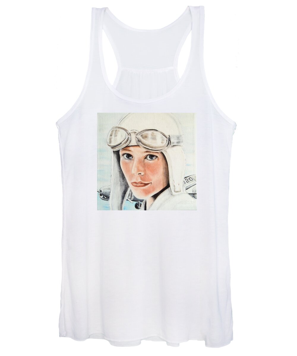 Amelia Women's Tank Top featuring the painting Amelia Earhart by Barbara Chase