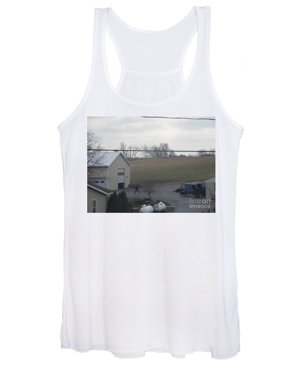 Amish Women's Tank Top featuring the photograph An Evening Game by Christine Clark