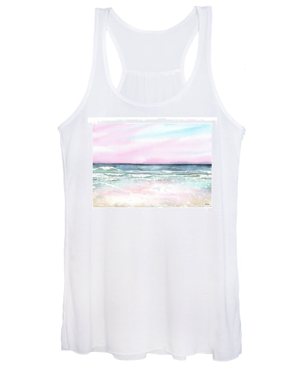 Sunset Women's Tank Top featuring the painting Another Beach Sunset by Hilda Wagner