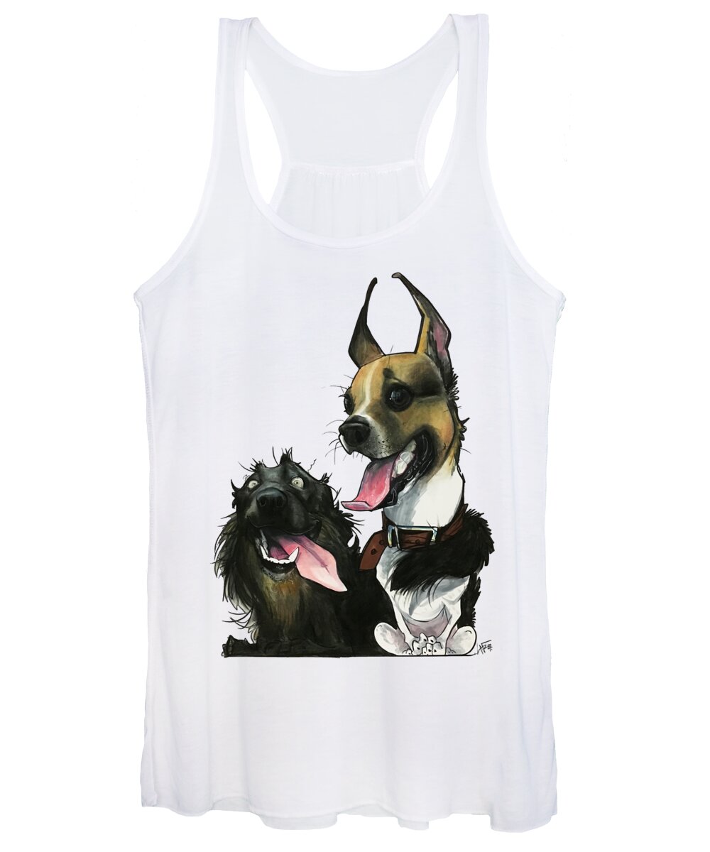 Dog Portrait Women's Tank Top featuring the drawing Archer 3416 by Canine Caricatures By John LaFree
