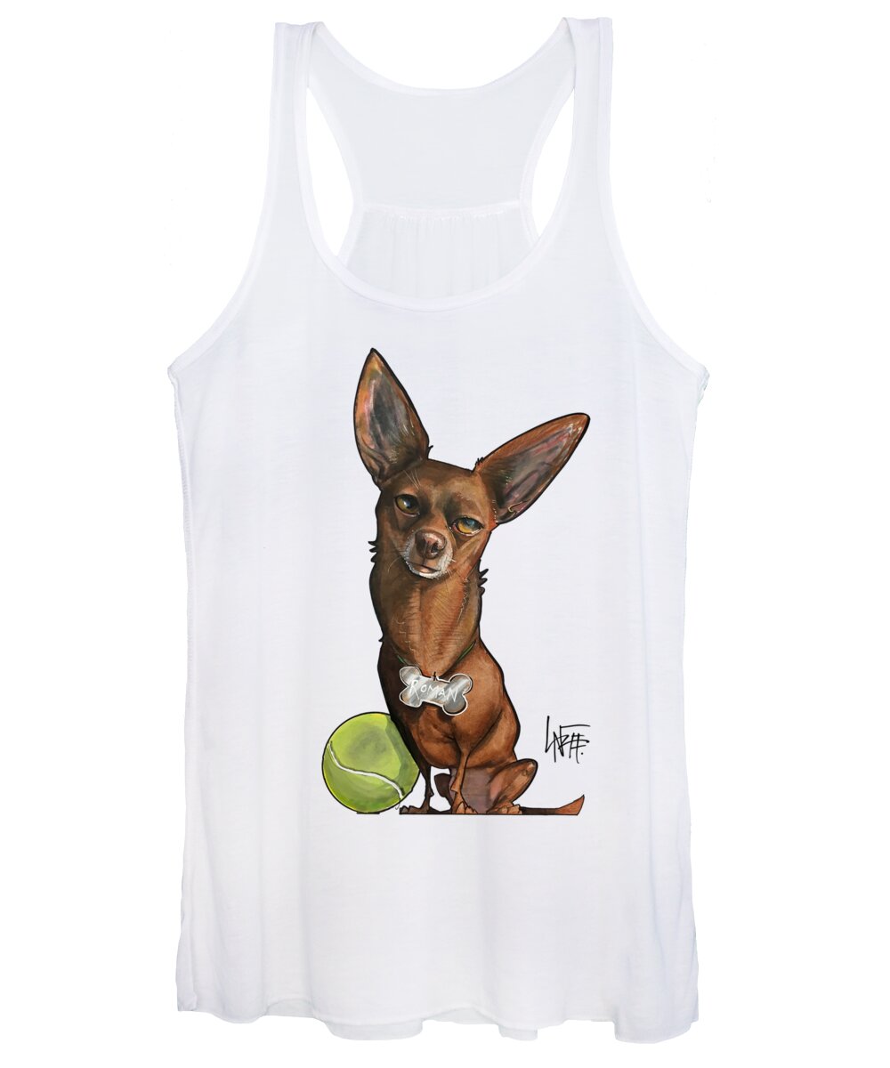 Dog Portrait Women's Tank Top featuring the drawing Arizmendi 3544 by Canine Caricatures By John LaFree