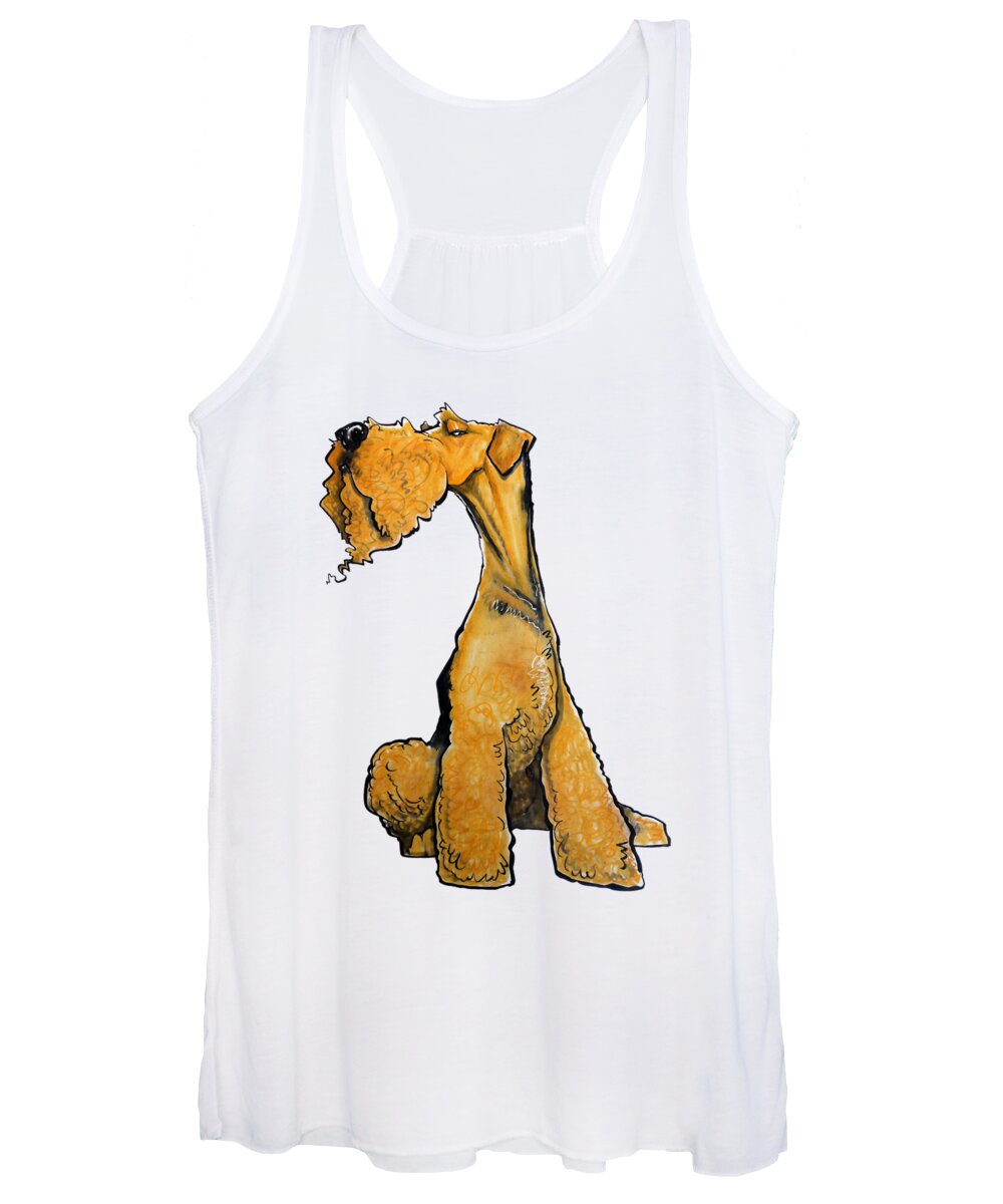 Airedale Women's Tank Top featuring the drawing Arrogant Airedale by Canine Caricatures By John LaFree