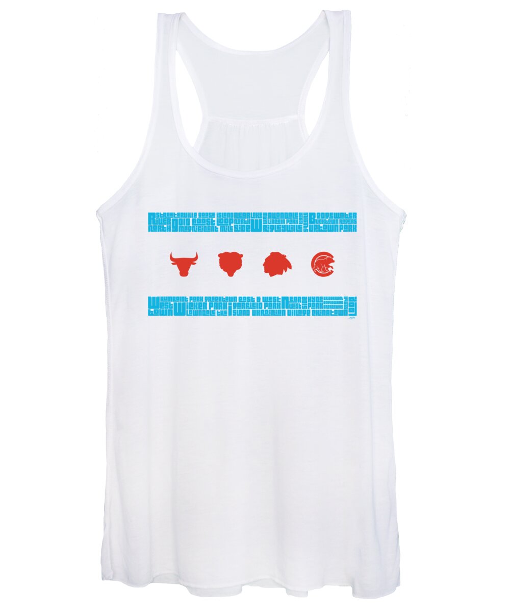 Chicago Women's Tank Top featuring the mixed media Chicago Flag Sports Teams by Mike Maher