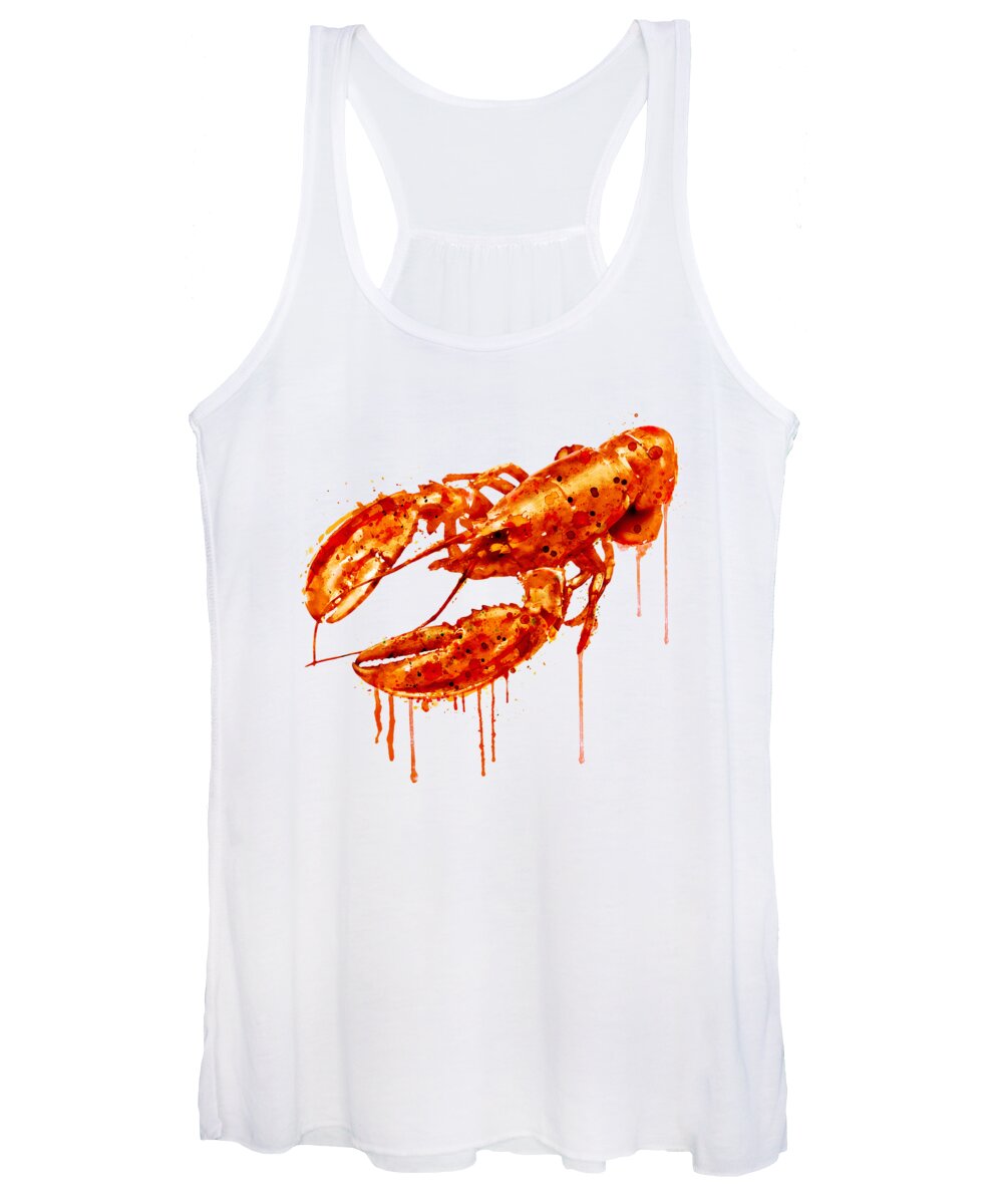 Crawfish Women's Tank Top featuring the painting Crayfish watercolor painting by Marian Voicu