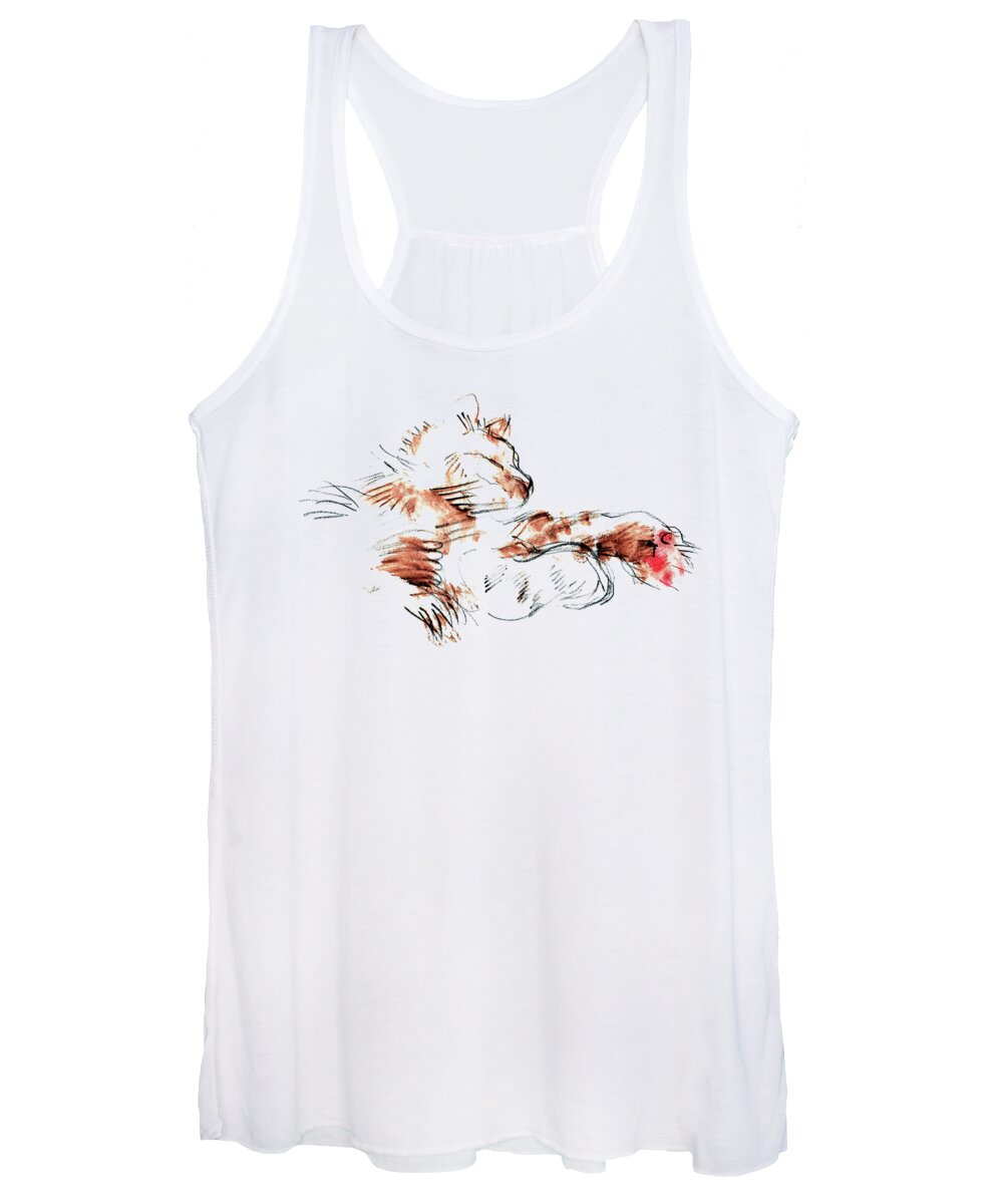 Cats Women's Tank Top featuring the mixed media Merph Chillin' - pet portrait by Carolyn Weltman