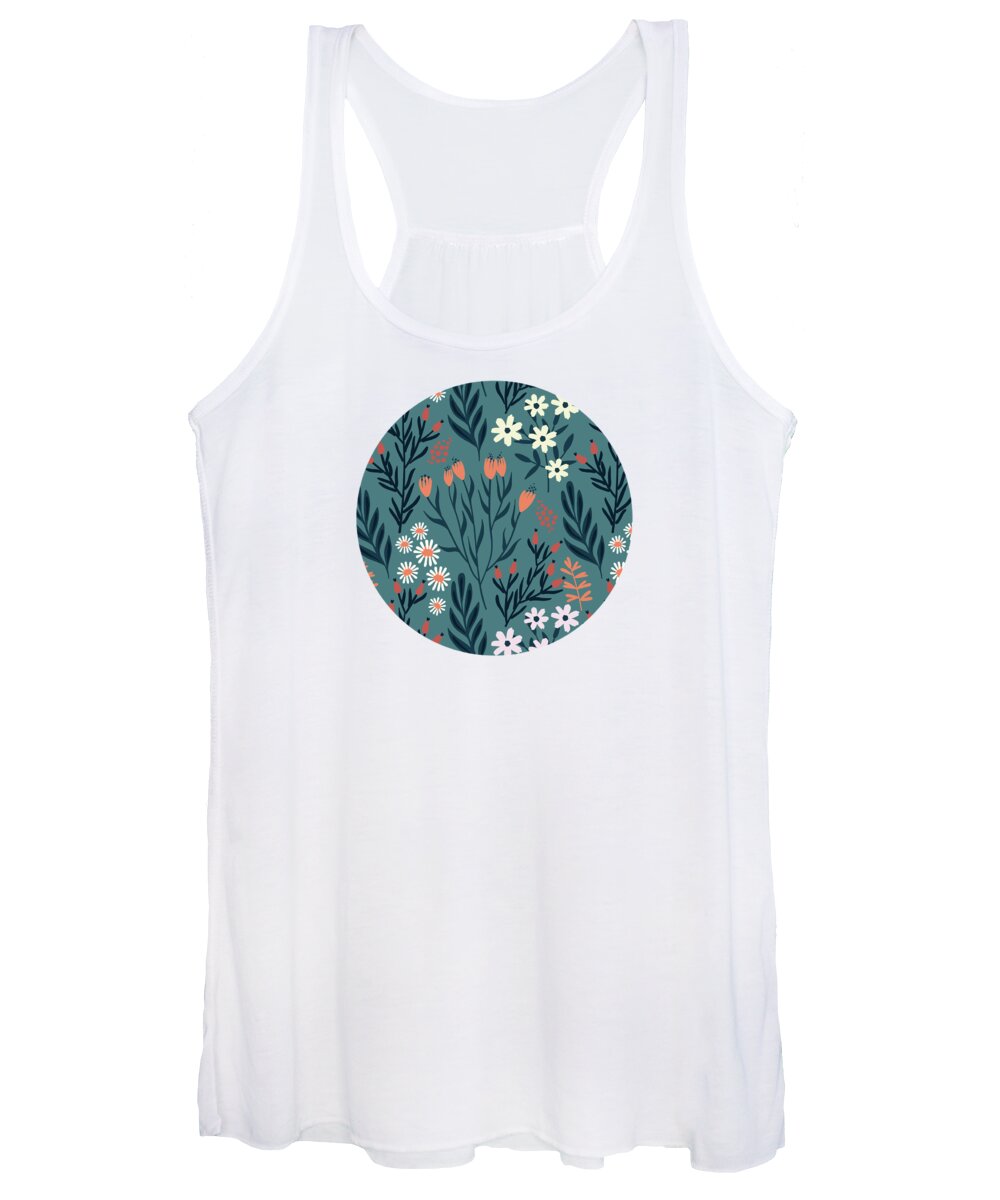 Painting Women's Tank Top featuring the painting Beautiful Springtime Evening Garden Pattern by Little Bunny Sunshine