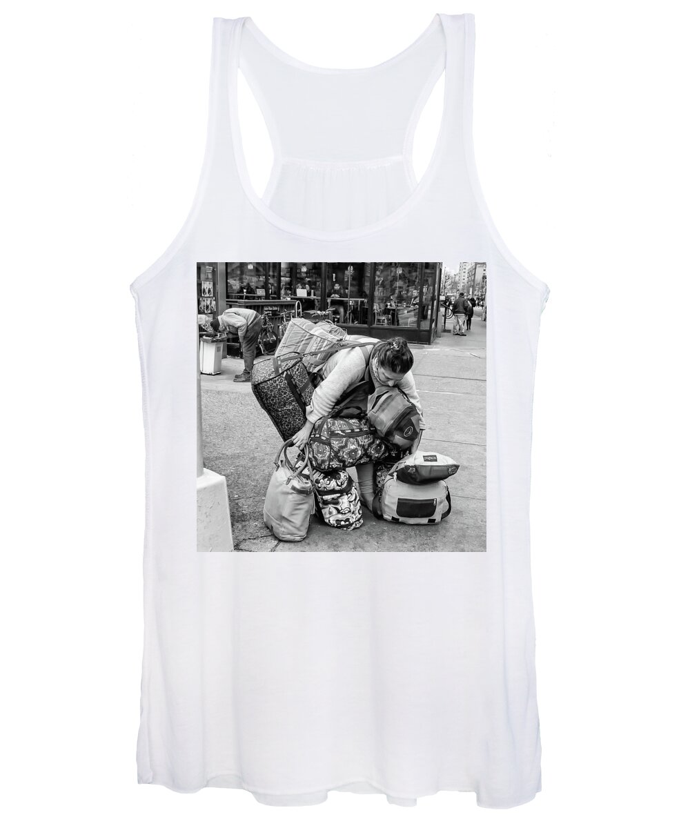 Greenwich Village Women's Tank Top featuring the photograph Bag Lady by Eric Lake