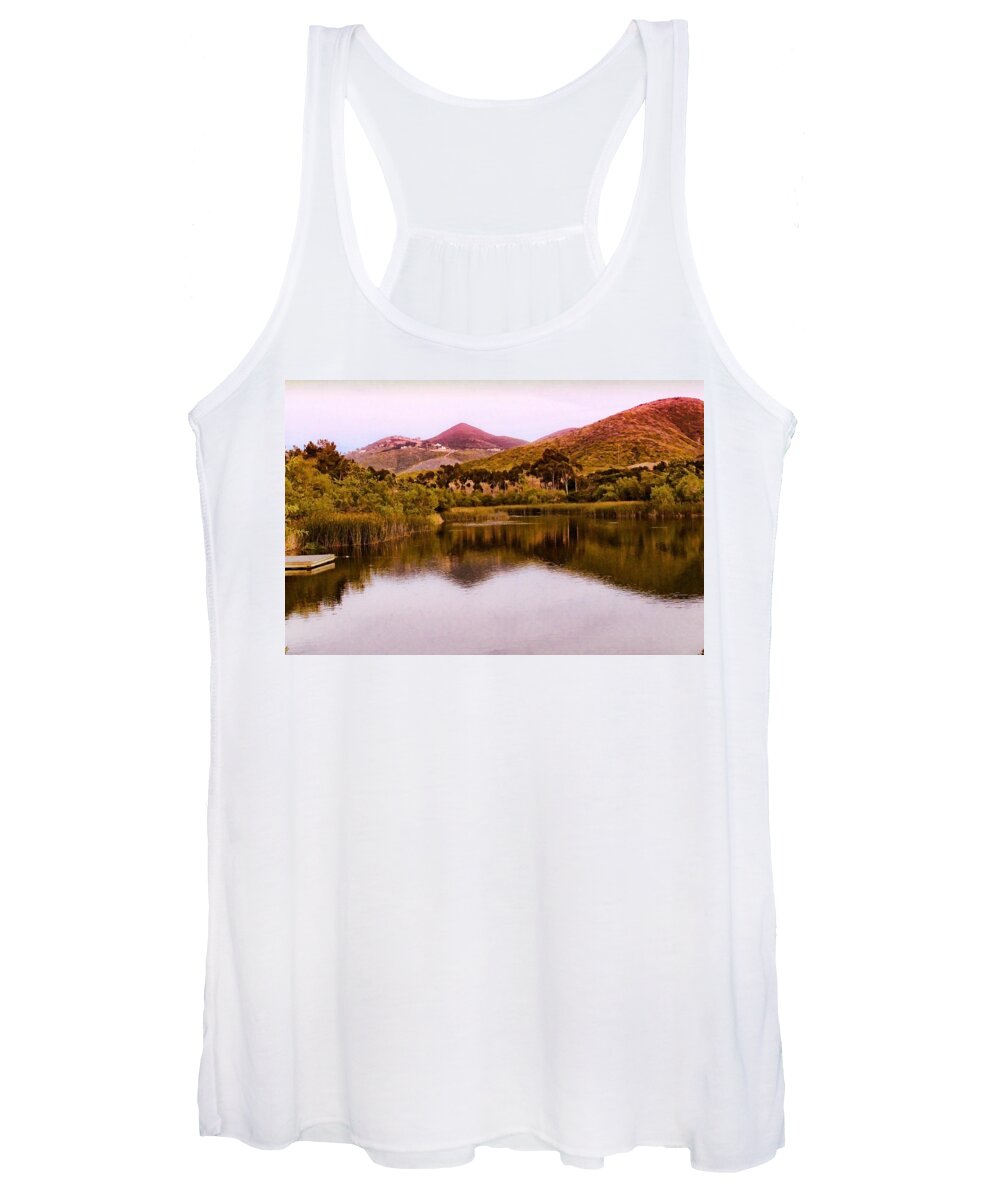 Lake Women's Tank Top featuring the photograph At the Lake by Alison Frank