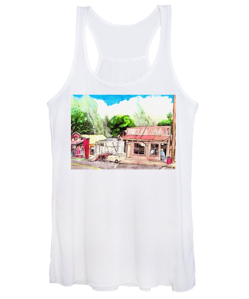 Historic Women's Tank Top featuring the painting Auggies Pool Hall by Eric Samuelson