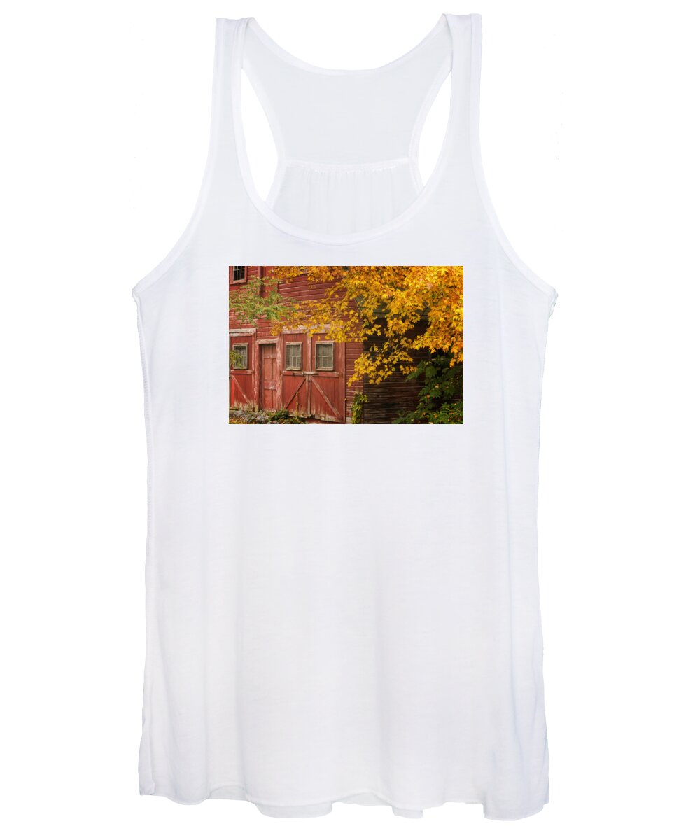 Putney Vermont Women's Tank Top featuring the photograph Autumn Barn by Tom Singleton