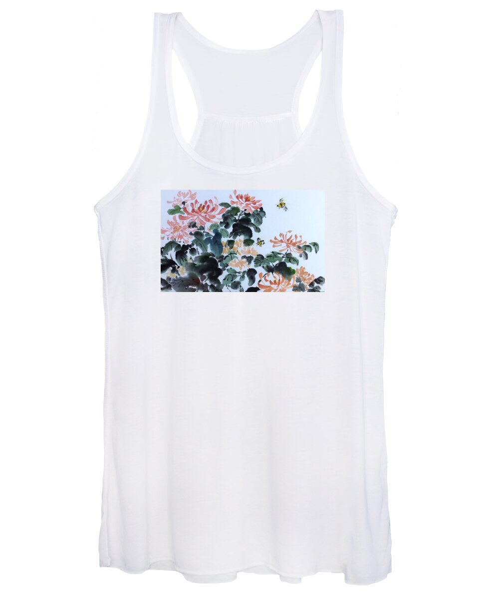 Floral Women's Tank Top featuring the painting Autumn's Buzz by Laurie Samara-Schlageter