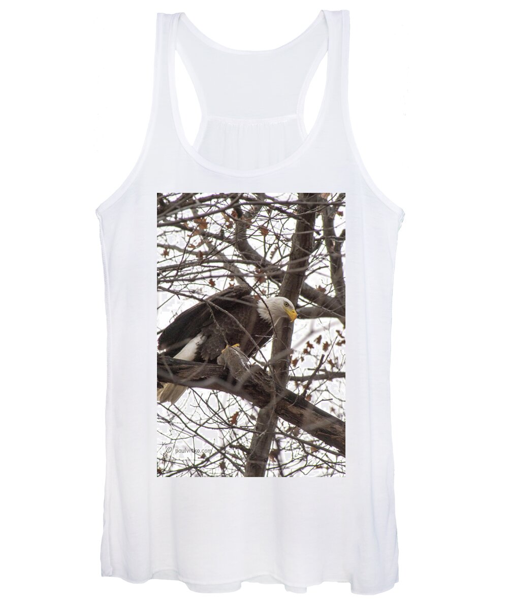  Women's Tank Top featuring the photograph Backyard Eagle And Squirrel.... by Paul Vitko