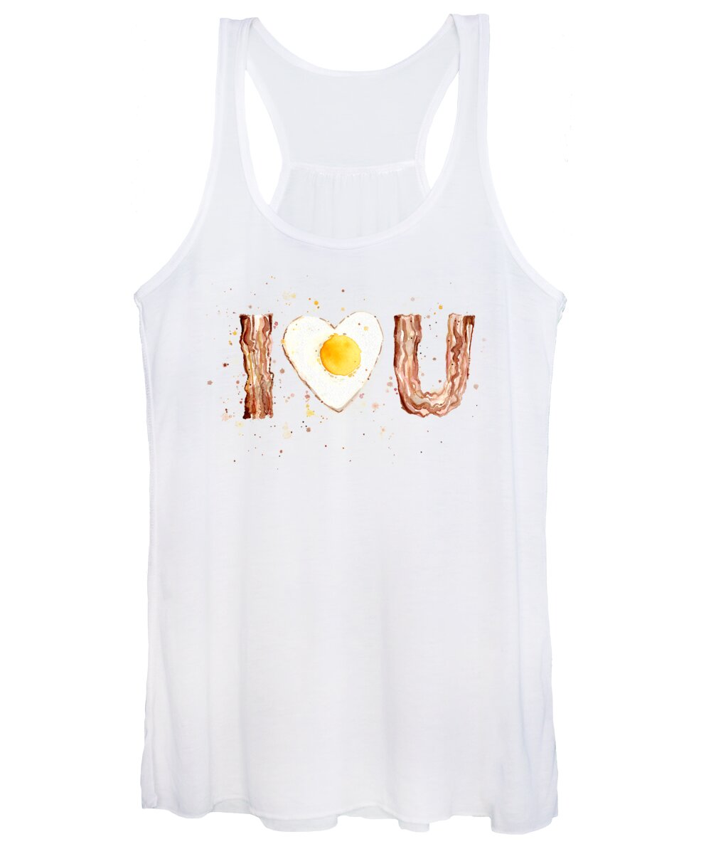 Bacon Women's Tank Top featuring the painting Bacon and Egg LOVE by Olga Shvartsur